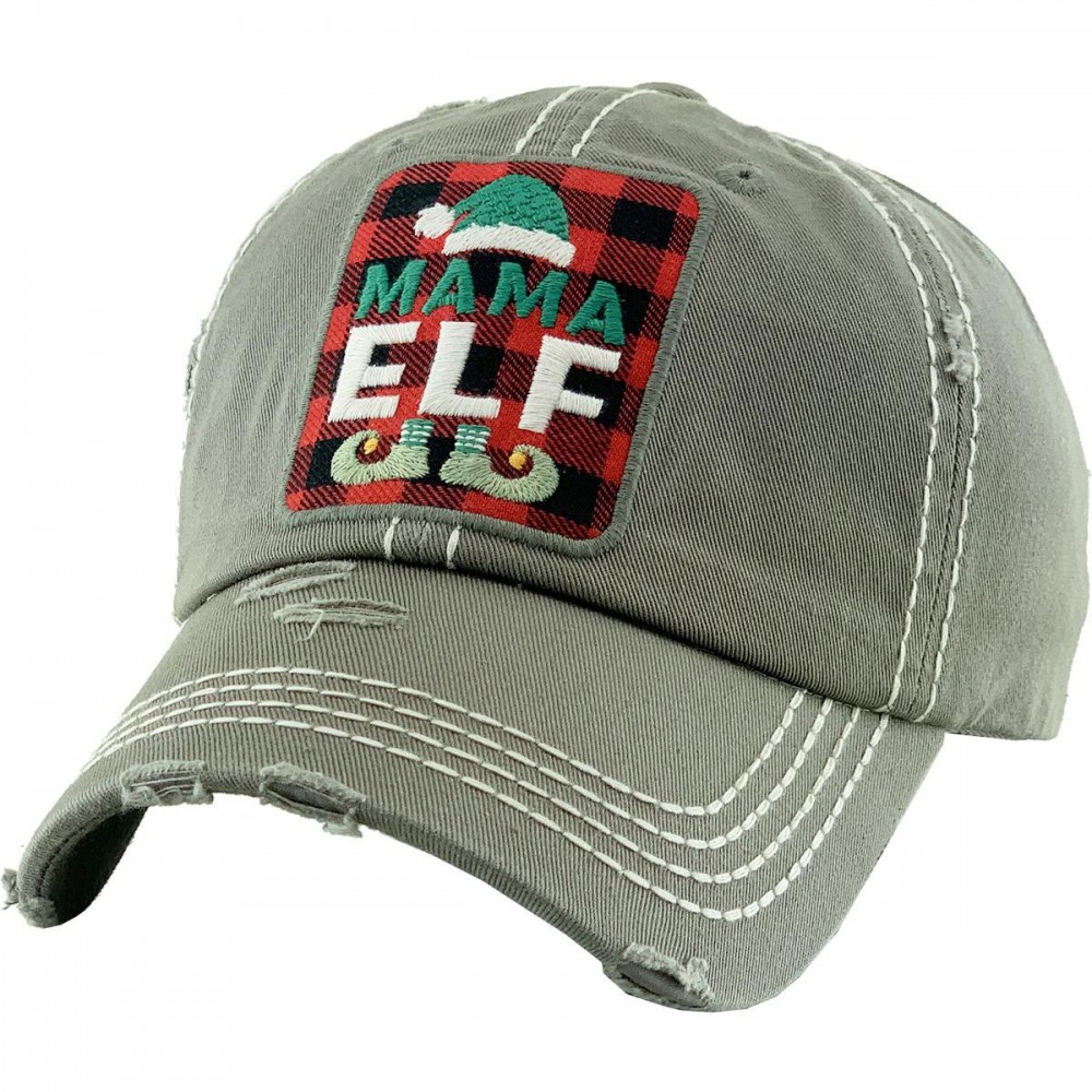 Mama Elf Vintage Distressed Baseball Cap - One size fits most - Adjustable Velcro Closure - 100% Cotton view 4