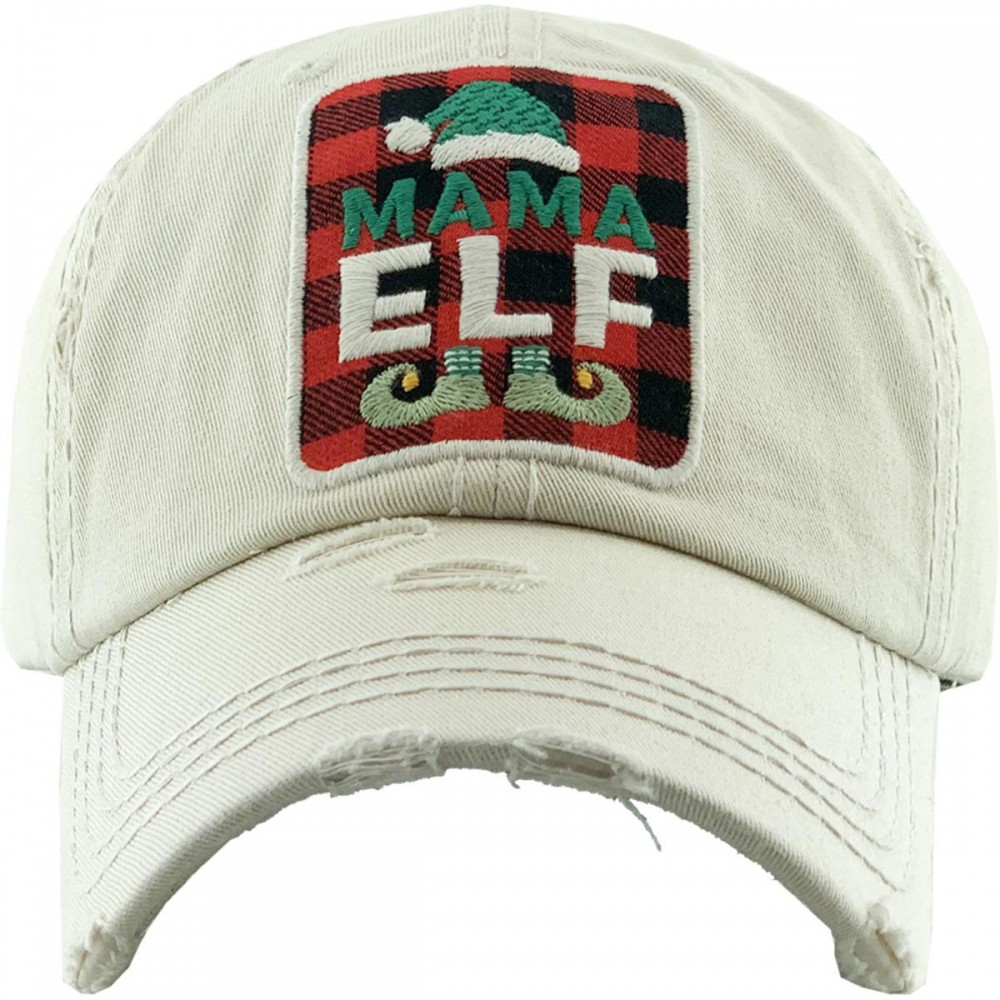 Mama Elf Vintage Distressed Baseball Cap - One size fits most - Adjustable Velcro Closure - 100% Cotton view 2