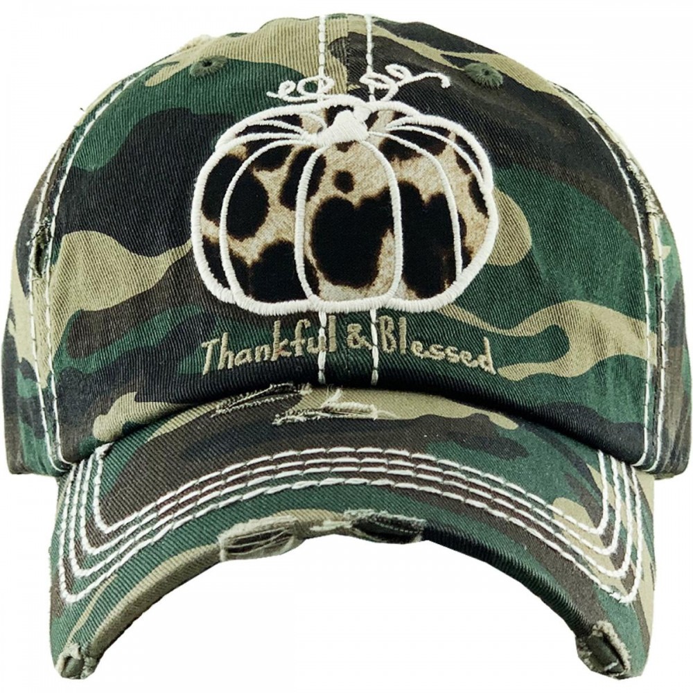 Thankful & Blessed Vintage Baseball Cap - One size fits most - Adjustable Velcro Closure - 100% Cotton view 2
