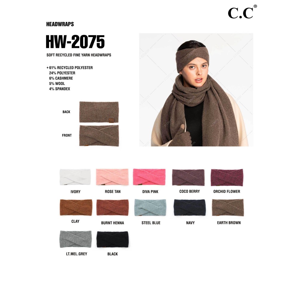 C.C HW-2075 Recycled Yarn Headwrap - 61% Recycled Yarn / 24% Polyester / 6% Cashmere / 5% Wool / 4% Spandex - One Size Fits Most view 4