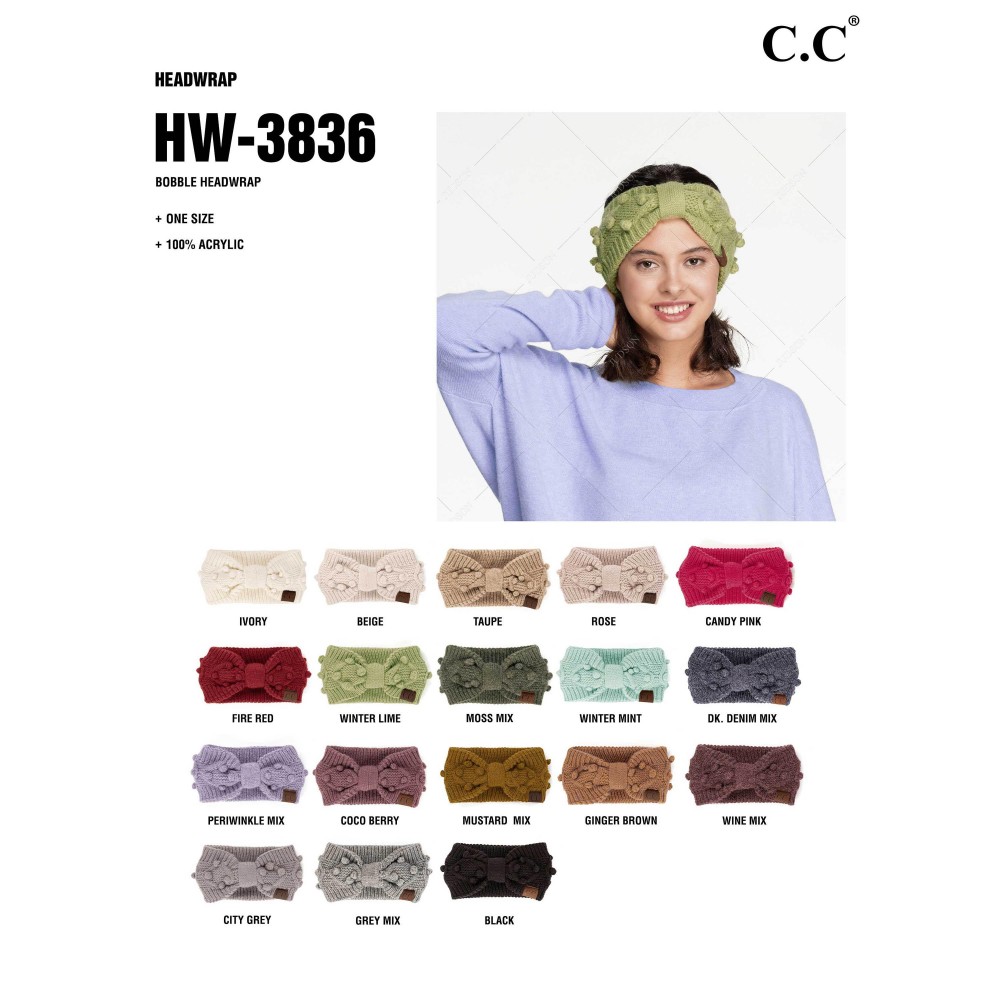 C.C HW-3836 Knit Headwrap Featuring Handmade Bobbles - 100% Acrylic - One Size Fits Most view 4