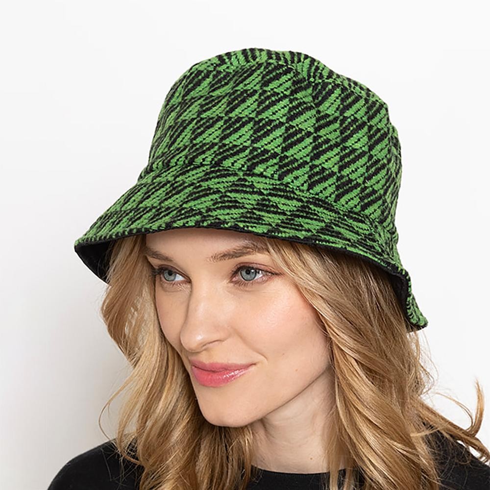 Tweed Print Bucket Hat - One Size Fits Most - 100% Polyester view 2