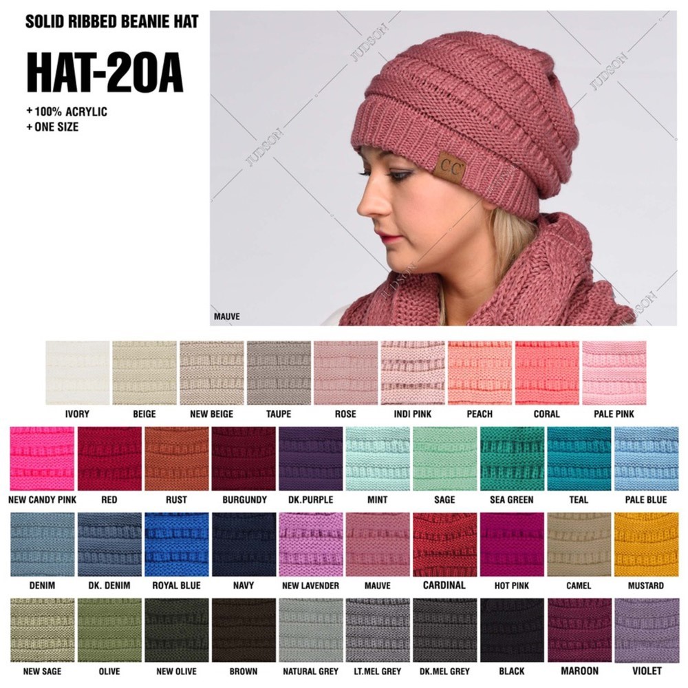 C.C Hat-20A Solid Ribbed Beanie "The Original" Beanie. - One Size - 100% Acrylic - Matches C.C YJ-847, HW-21, MB-20A, and G-20 view 4