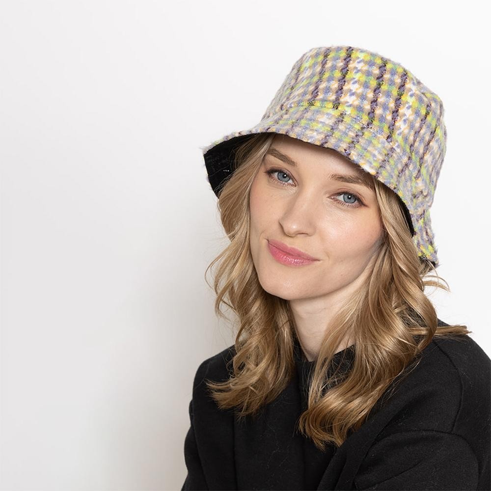 Tweed Pattern Bucket Hat - One Size Fits Most - 100% Polyester view 2