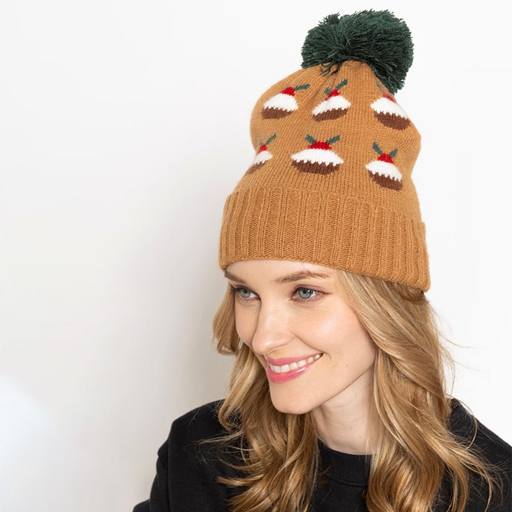 Knit Christmas Cupcake Beanie With Pom - One Size Fits Most - 100% Acrylic view 2