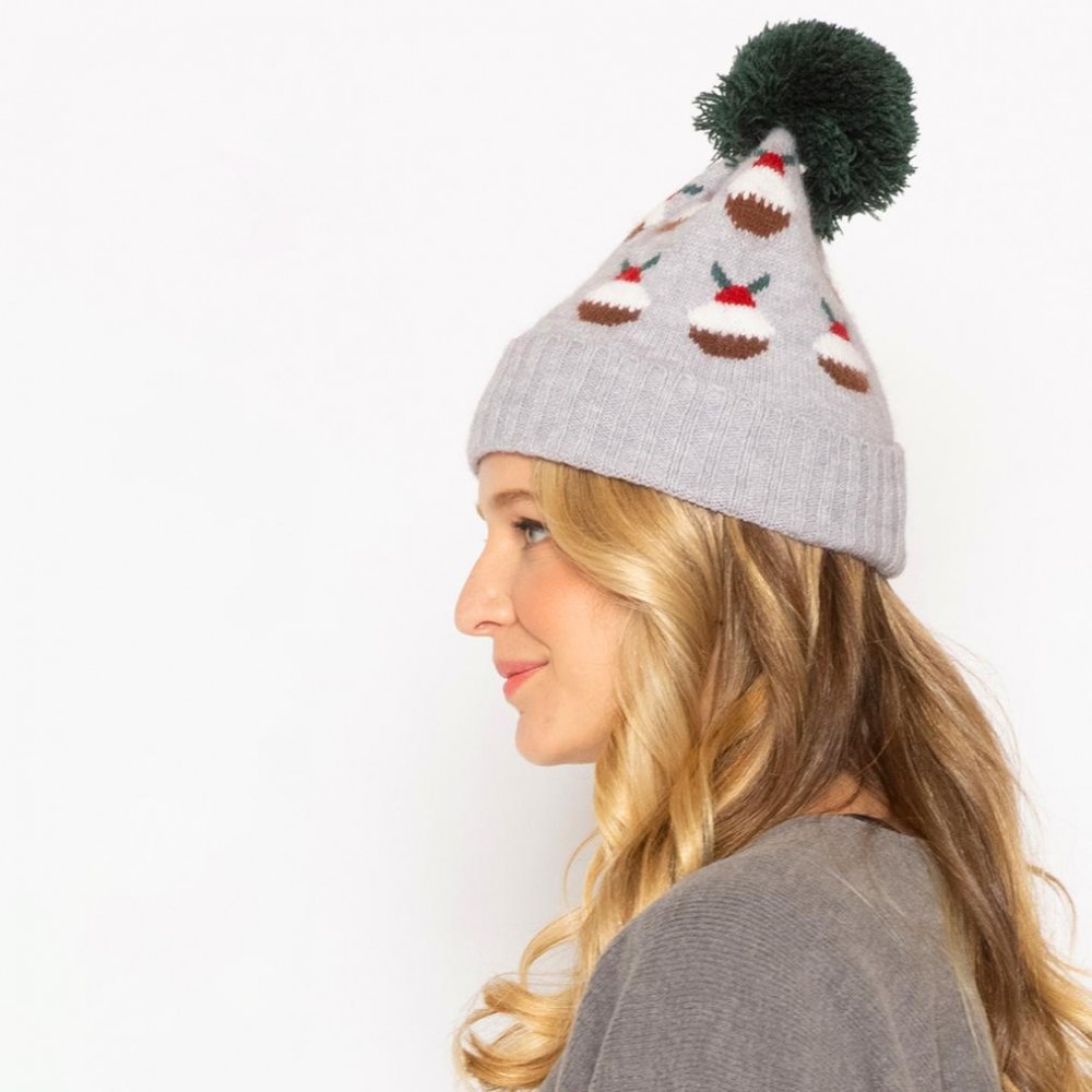 Knit Christmas Cupcake Beanie With Pom - One Size Fits Most - 100% Acrylic view 2