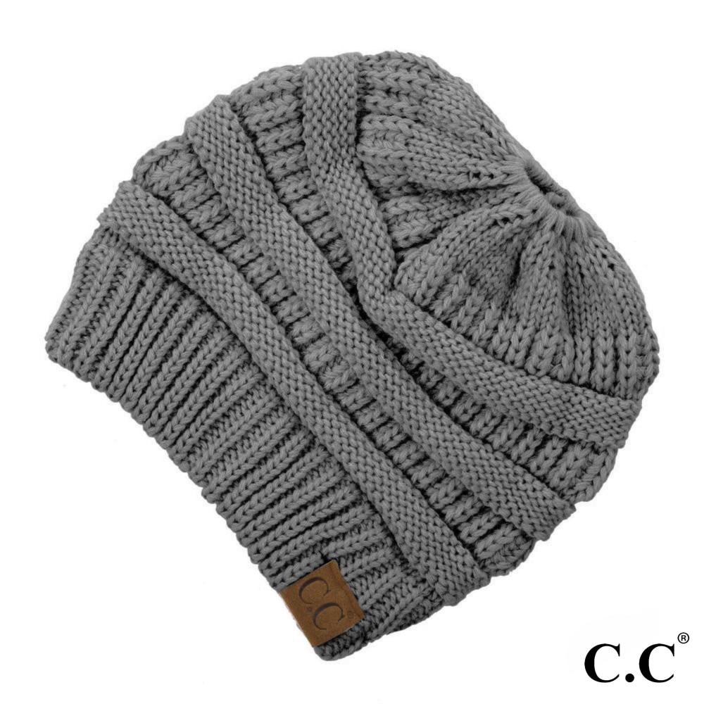 C.C MB-20A Solid color beanie tail hat "The Original" messy bun beanie - 100% Acrylic - One size fits most - Matches: HAT-20A, G-20 and SF-800 view 2