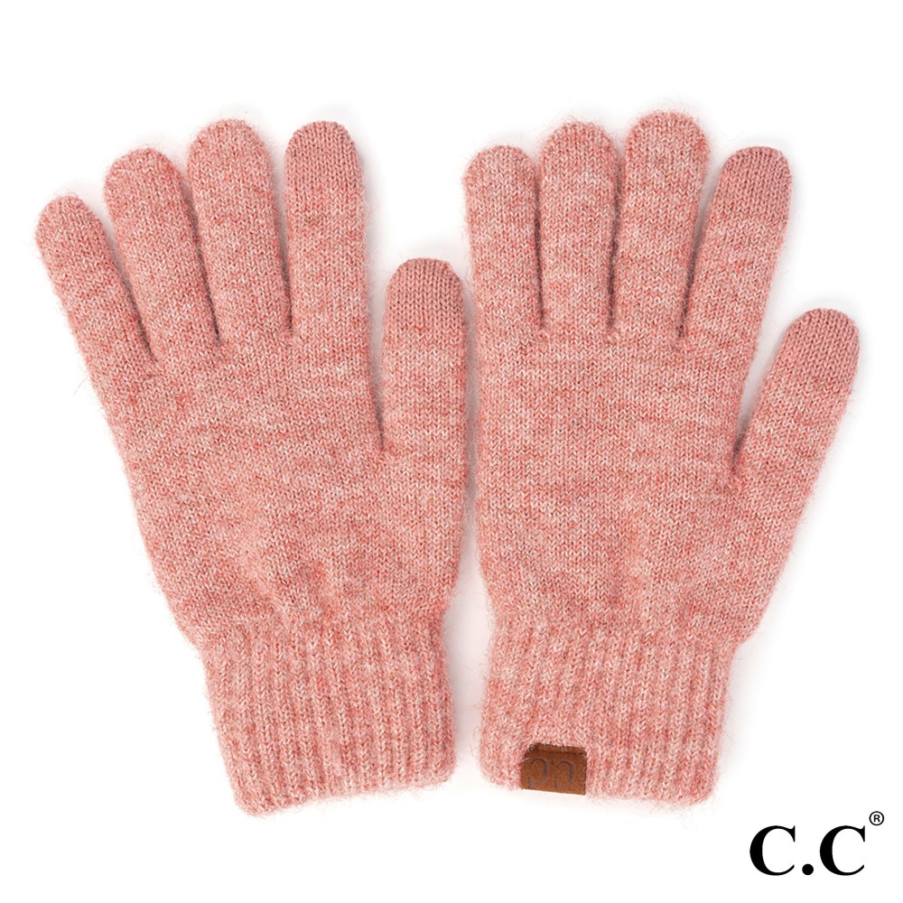 C.C G-9021 Heather Knit Plain Smart Touch Gloves - One Size Fits Most - Touchscreen Compatible - 97% Recycled Polyester / 3% Spandex view 2