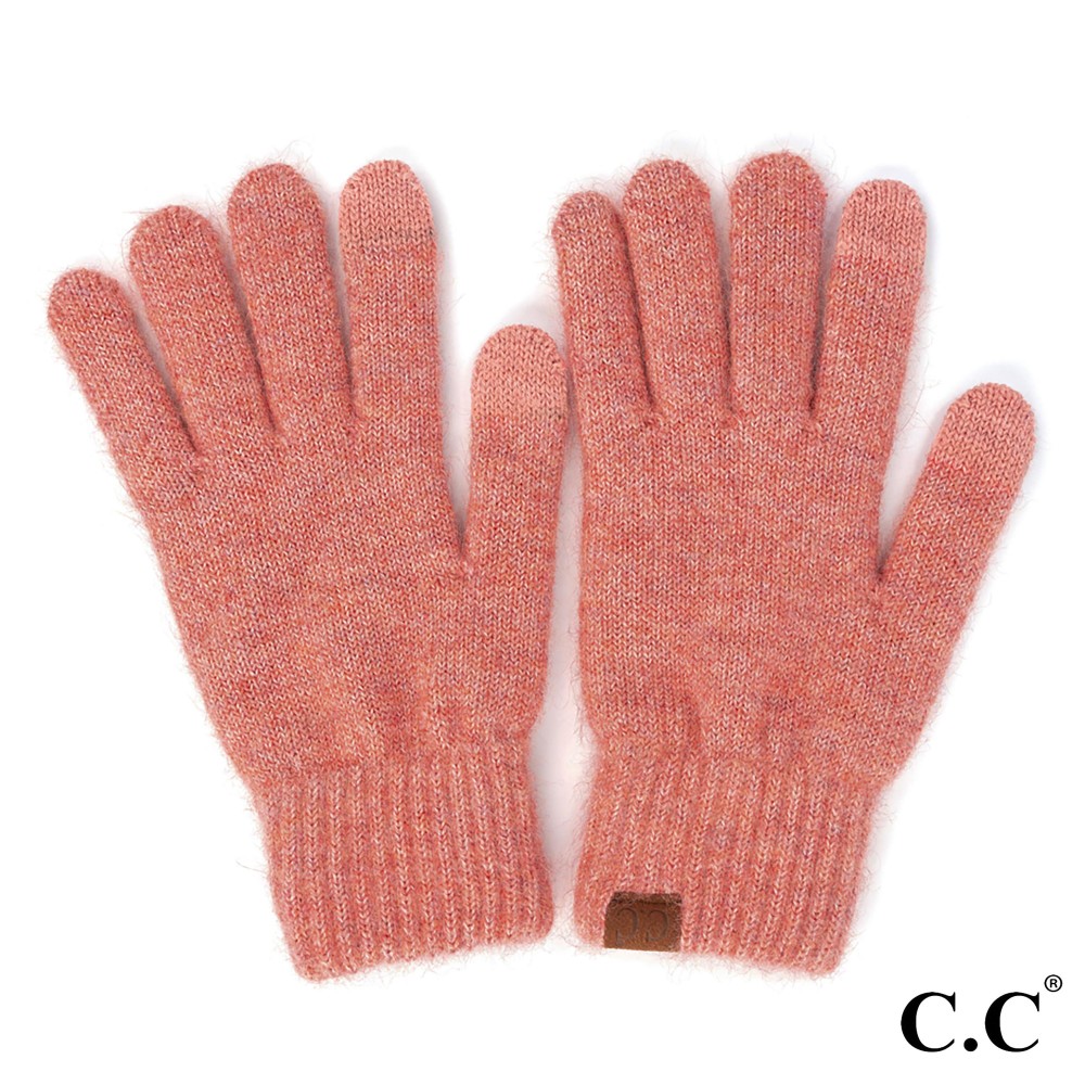 C.C G-9021 Heather Knit Plain Smart Touch Gloves - One Size Fits Most - Touchscreen Compatible - 97% Recycled Polyester / 3% Spandex view 2