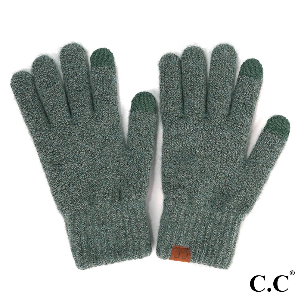C.C G-9021 Heather Knit Plain Smart Touch Gloves - One Size Fits Most - Touchscreen Compatible - 97% Recycled Polyester / 3% Spandex view 2