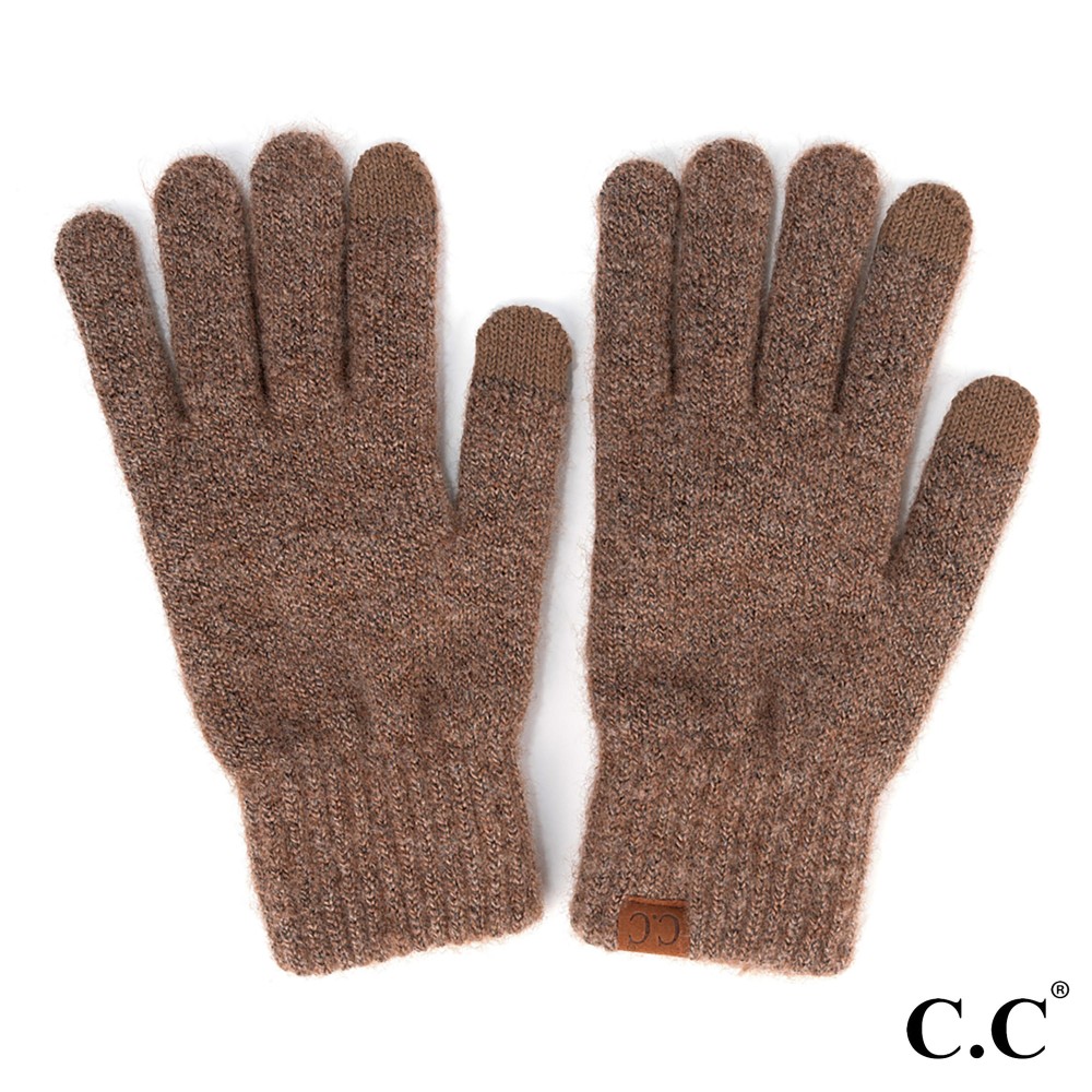 C.C G-9021 Heather Knit Plain Smart Touch Gloves - One Size Fits Most - Touchscreen Compatible - 97% Recycled Polyester / 3% Spandex view 2