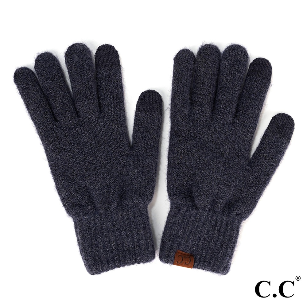 C.C G-9021 Heather Knit Plain Smart Touch Gloves - One Size Fits Most - Touchscreen Compatible - 97% Recycled Polyester / 3% Spandex view 2