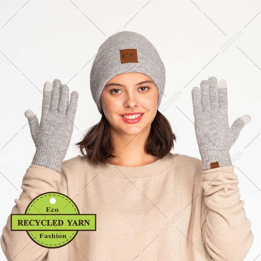 C.C G-9021 Heather Knit Plain Smart Touch Gloves - One Size Fits Most - Touchscreen Compatible - 97% Recycled Polyester / 3% Spandex view 6