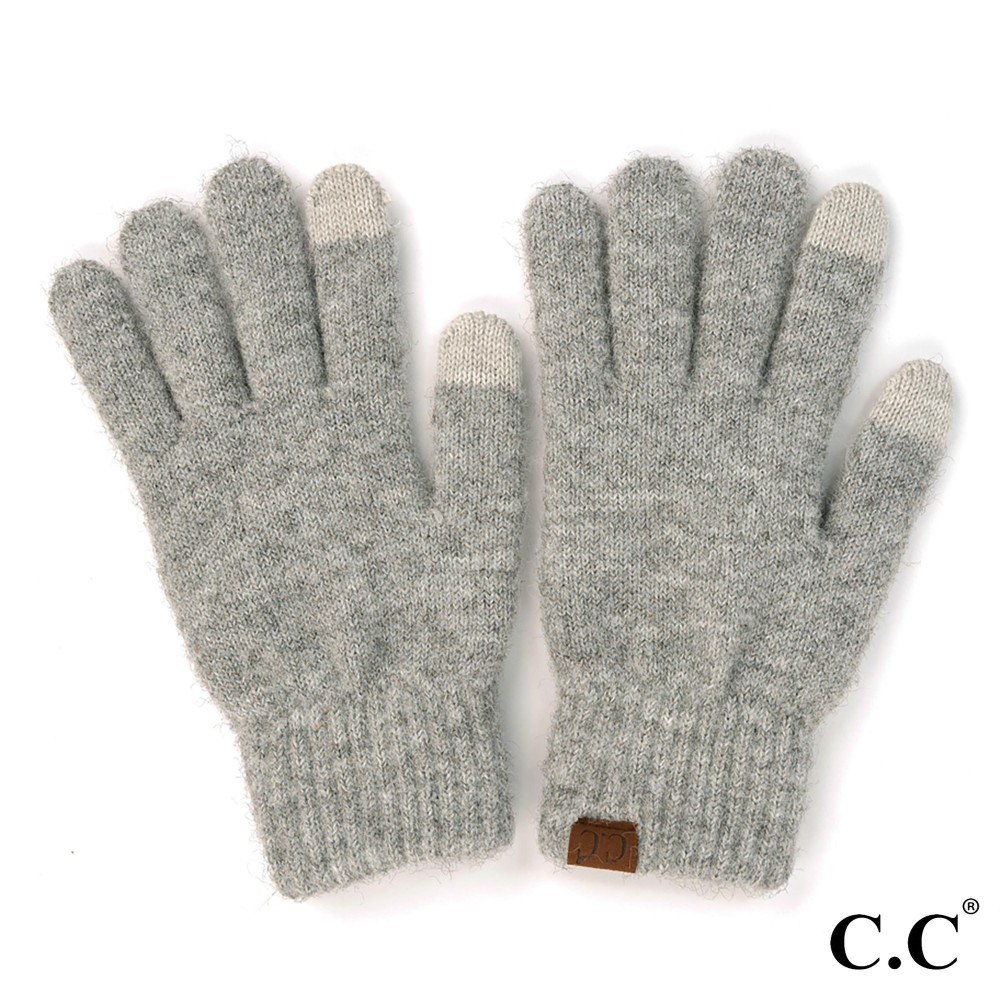 C.C G-9021 Heather Knit Plain Smart Touch Gloves - One Size Fits Most - Touchscreen Compatible - 97% Recycled Polyester / 3% Spandex view 2