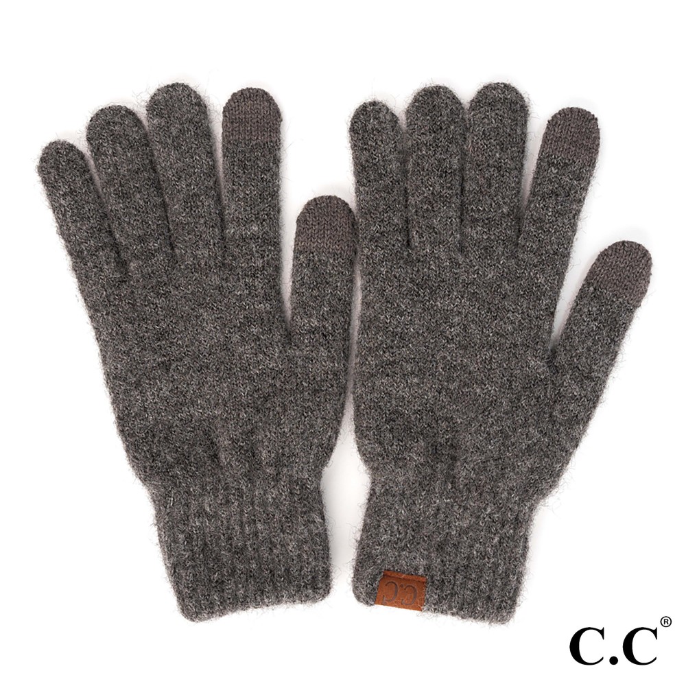 C.C G-9021 Heather Knit Plain Smart Touch Gloves - One Size Fits Most - Touchscreen Compatible - 97% Recycled Polyester / 3% Spandex view 2