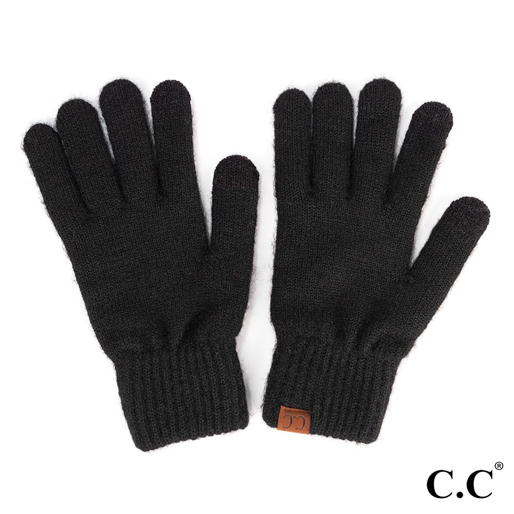 C.C G-9021 Heather Knit Plain Smart Touch Gloves - One Size Fits Most - Touchscreen Compatible - 97% Recycled Polyester / 3% Spandex view 2
