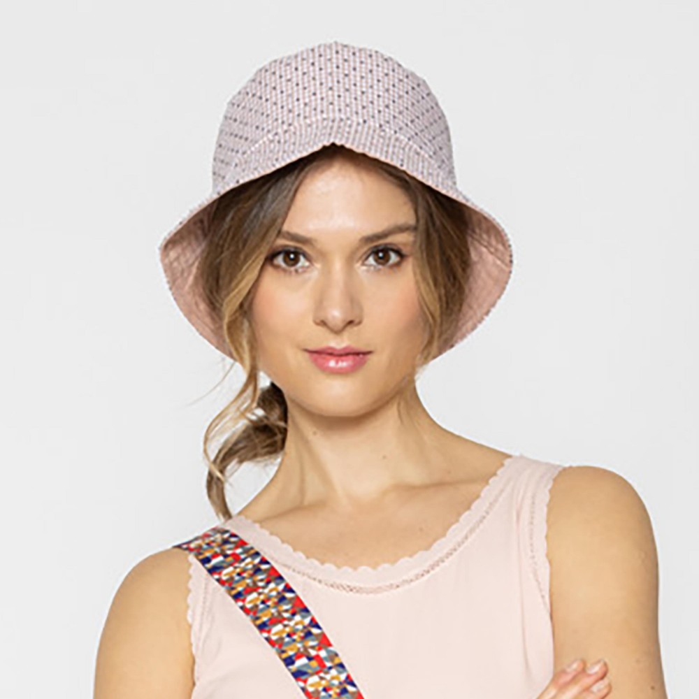 Gingham And Dot Reversible Bucket Hat - One Size Fits Most - 100 % Polyester view 2