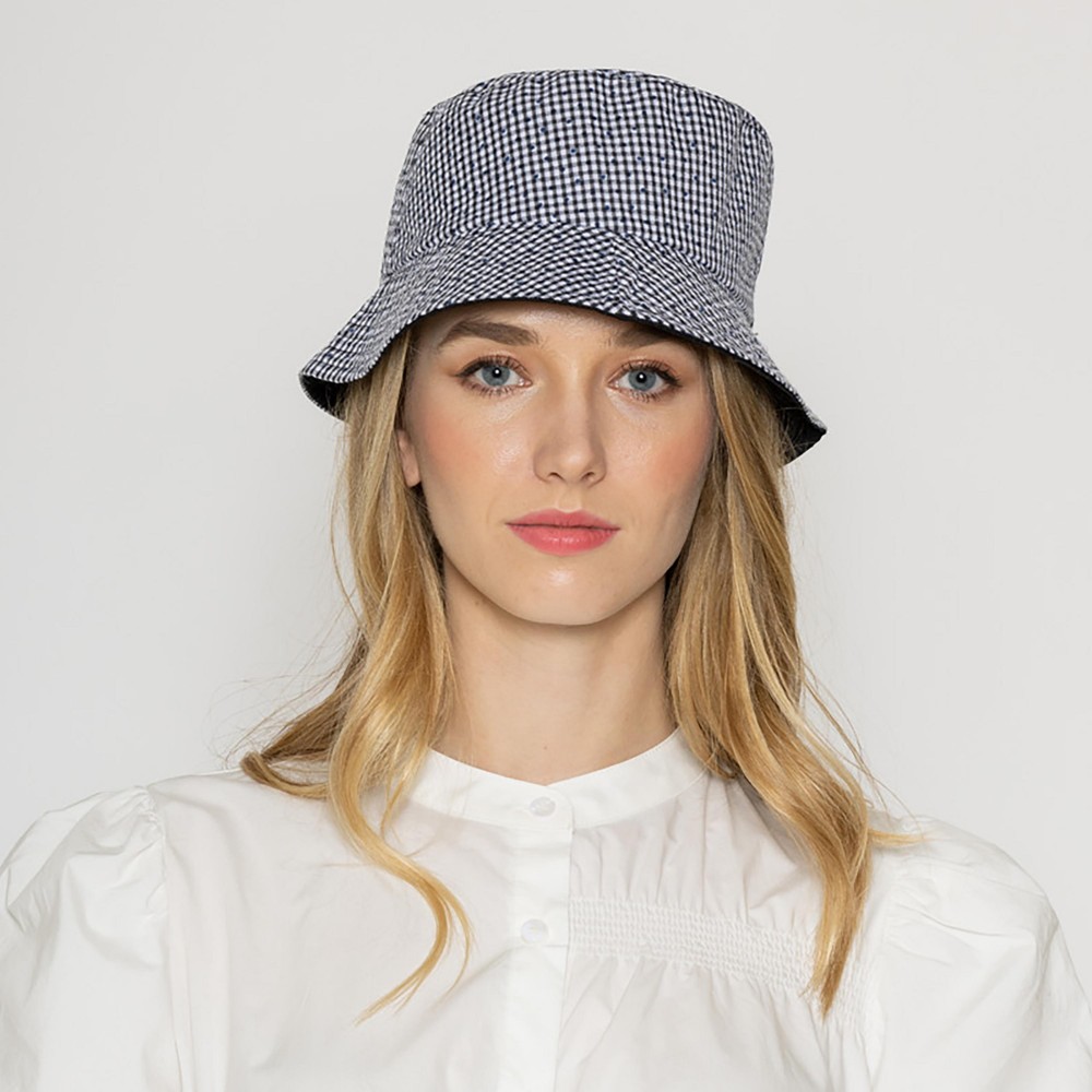 Gingham And Dot Reversible Bucket Hat - One Size Fits Most - 100 % Polyester view 2
