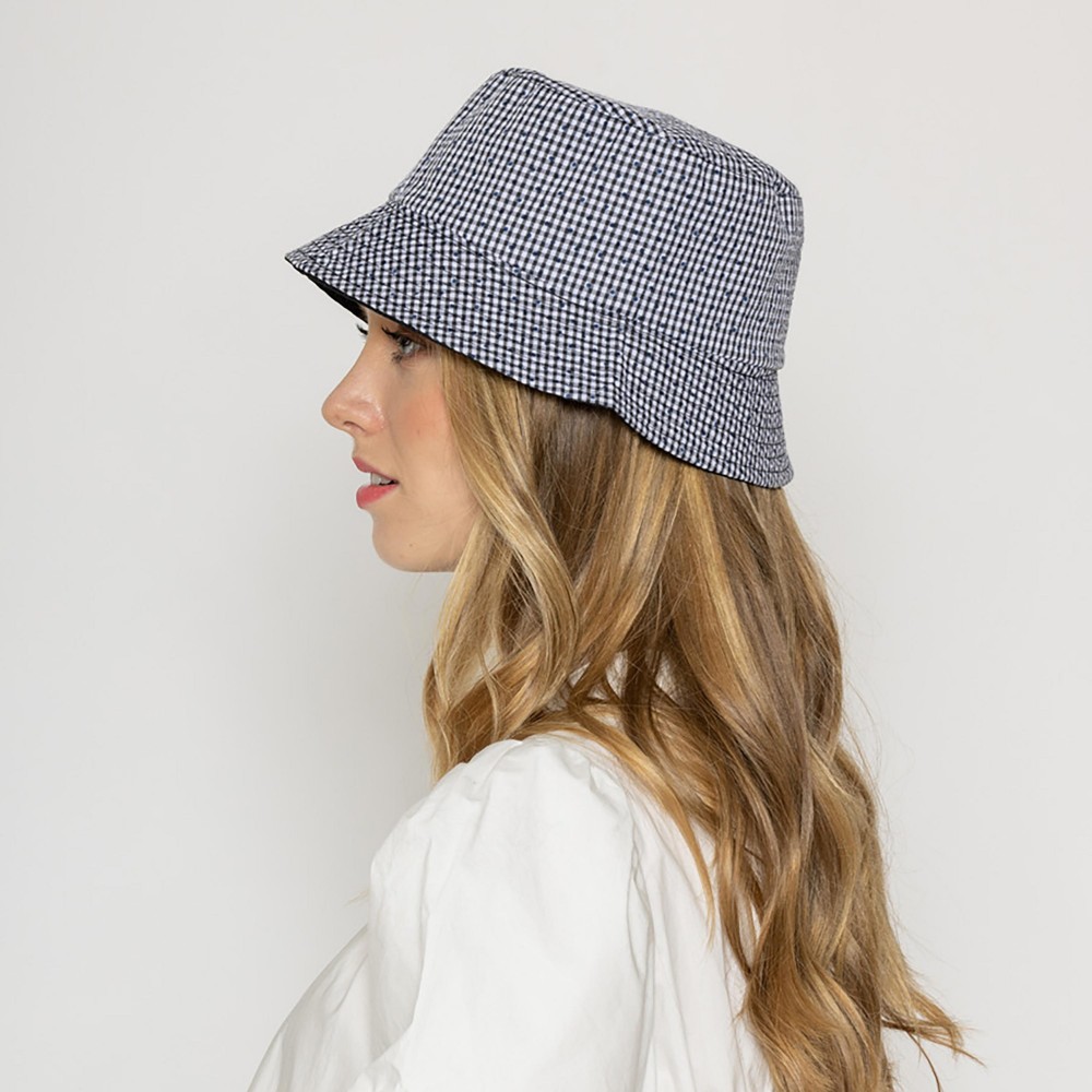 Gingham And Dot Reversible Bucket Hat - One Size Fits Most - 100 % Polyester view 4