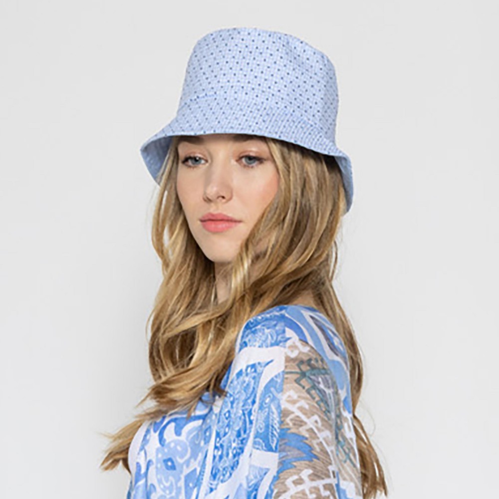 Gingham And Dot Reversible Bucket Hat - One Size Fits Most - 100 % Polyester view 6