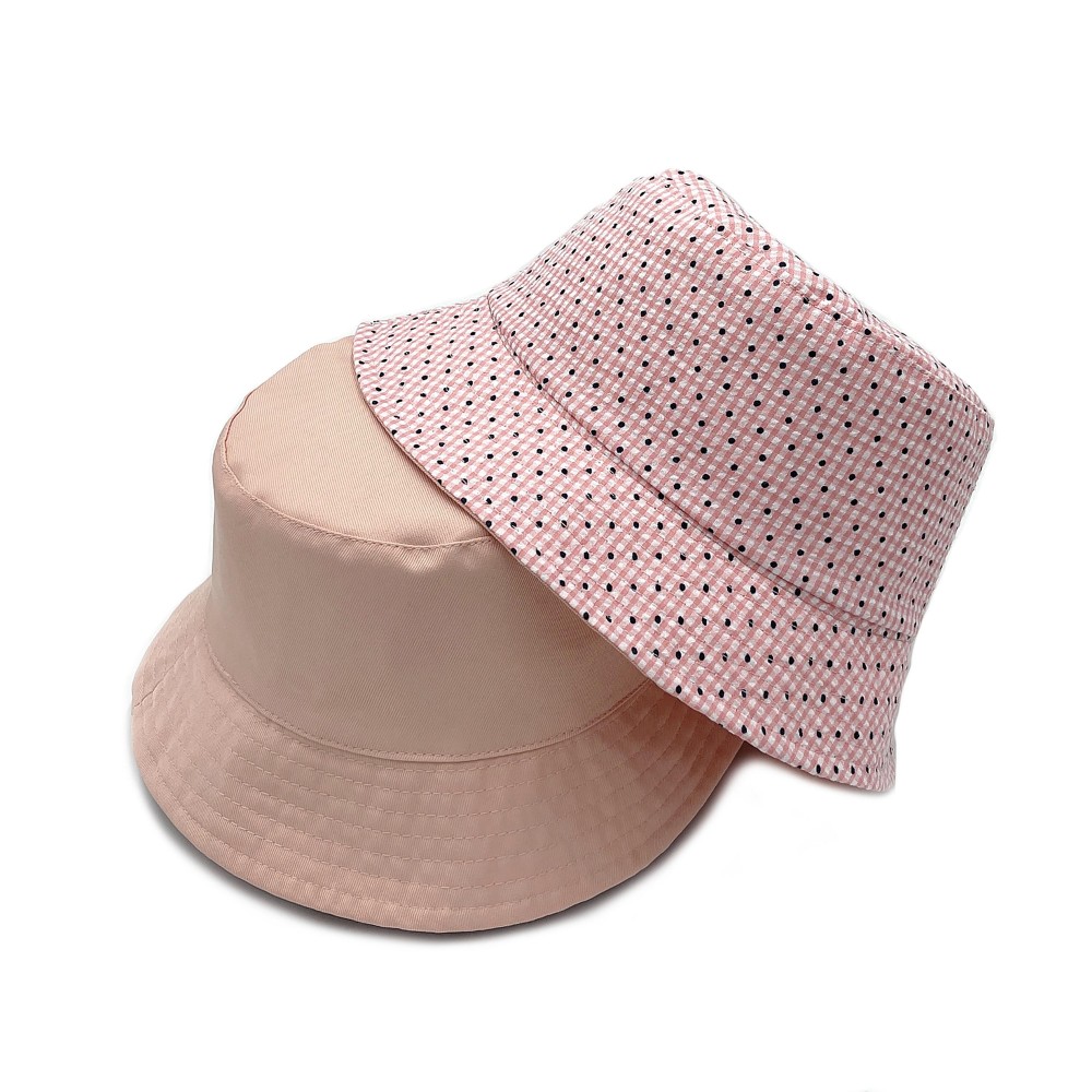 Gingham And Dot Reversible Bucket Hat - One Size Fits Most - 100 % Polyester view 2