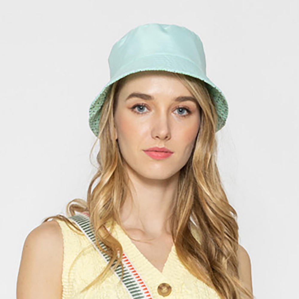 Gingham And Dot Reversible Bucket Hat - One Size Fits Most - 100 % Polyester view 4