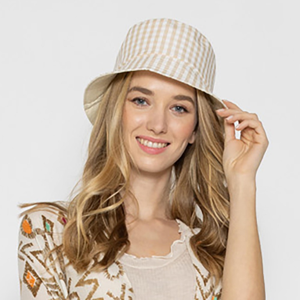 Gingham Reversible Bucket Hat - One Size Fits Most - 100 % Polyester view 2