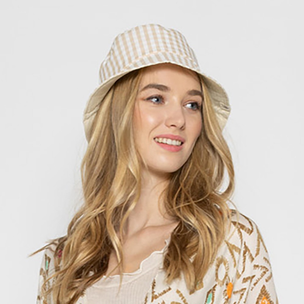 Gingham Reversible Bucket Hat - One Size Fits Most - 100 % Polyester view 4