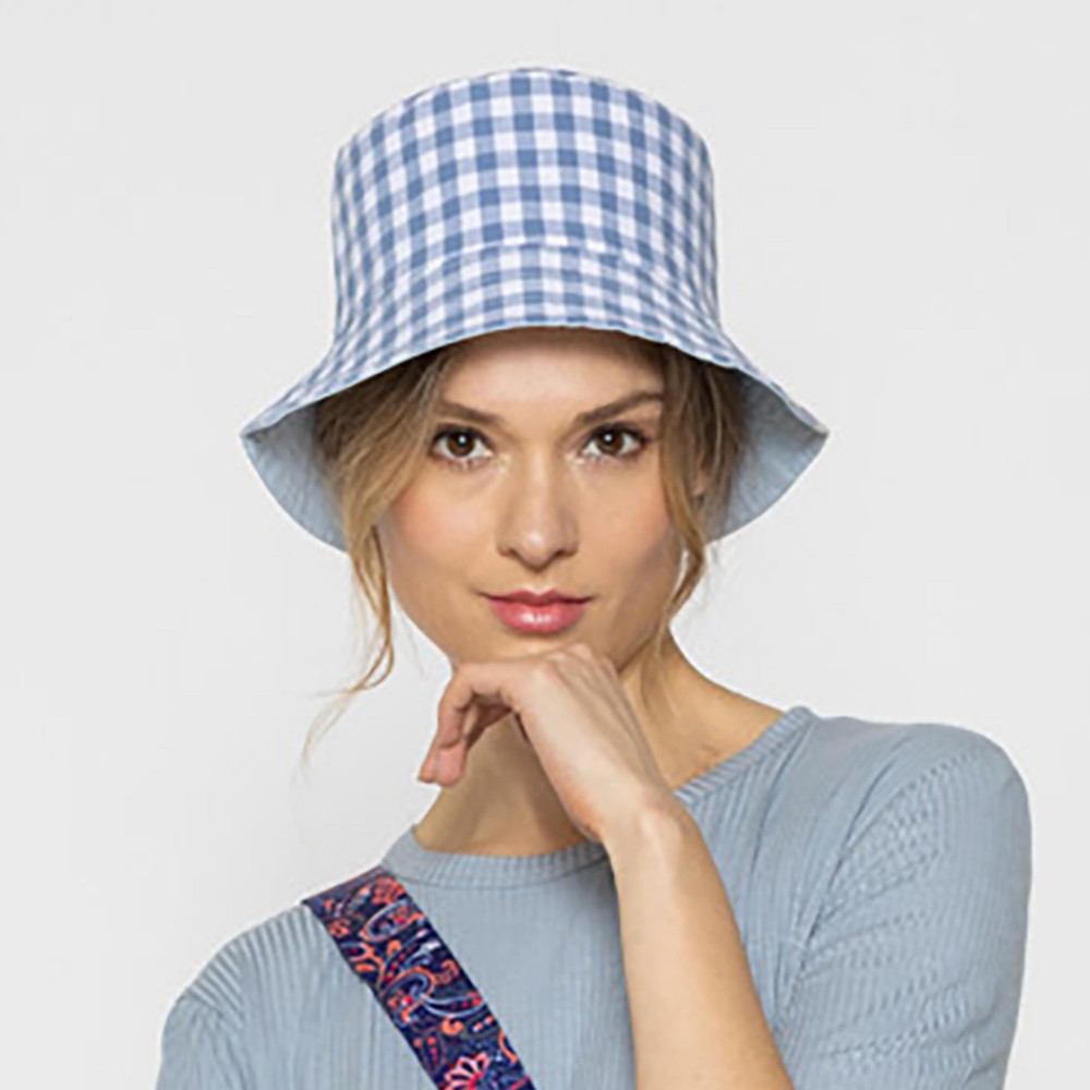 Gingham Reversible Bucket Hat - One Size Fits Most - 100 % Polyester view 2