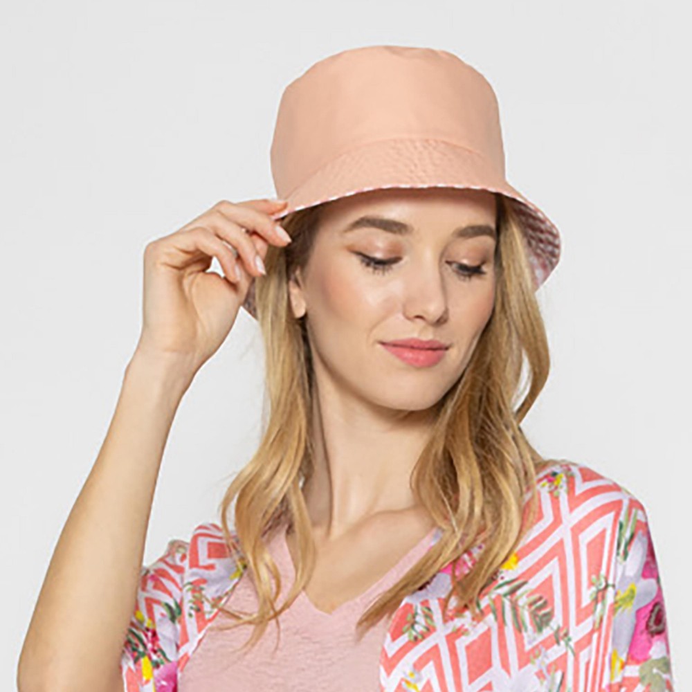 Gingham Reversible Bucket Hat - One Size Fits Most - 100 % Polyester view 4
