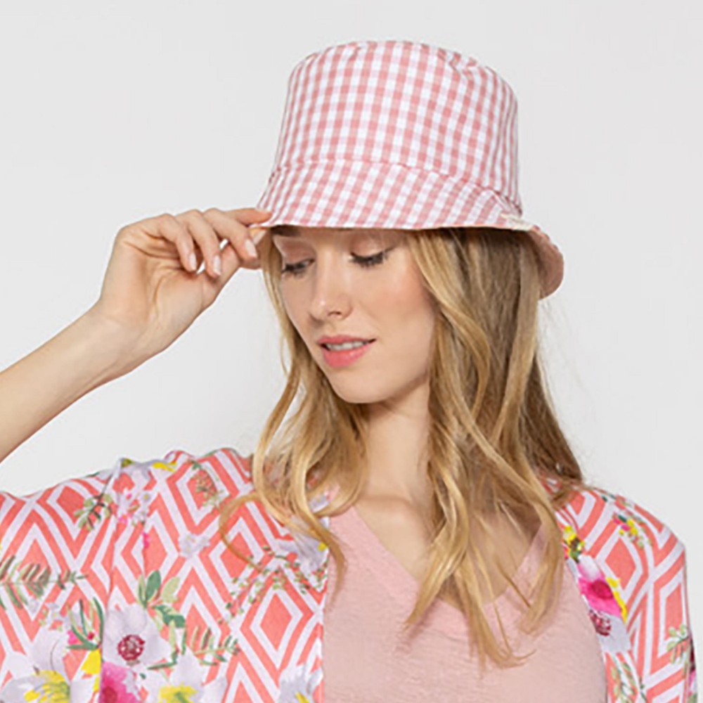 Gingham Reversible Bucket Hat - One Size Fits Most - 100 % Polyester view 6