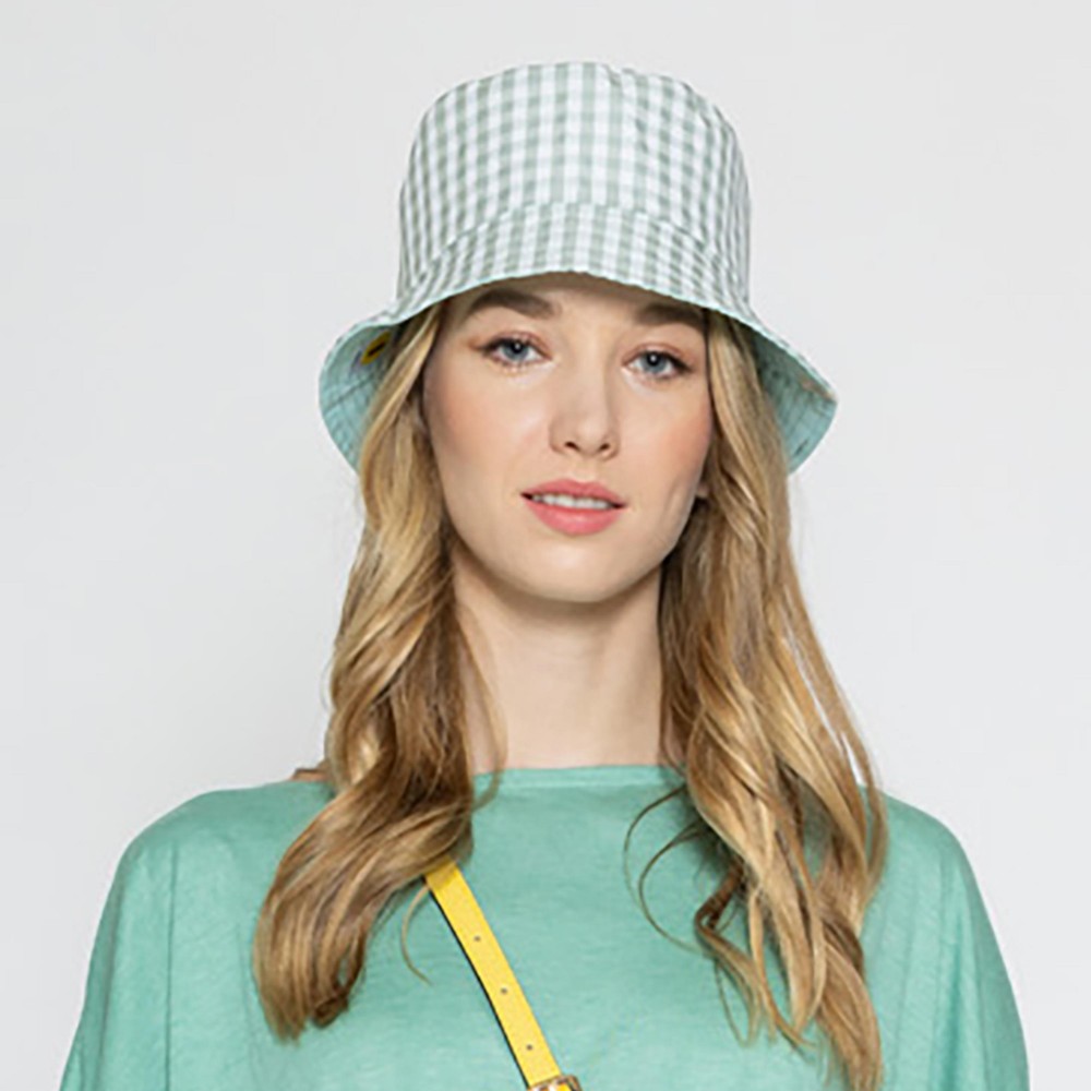Gingham Reversible Bucket Hat - One Size Fits Most - 100 % Polyester view 2