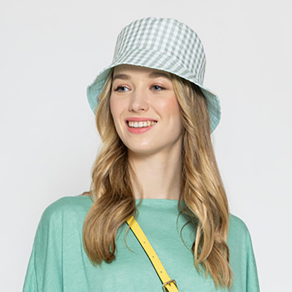 Gingham Reversible Bucket Hat - One Size Fits Most - 100 % Polyester view 4