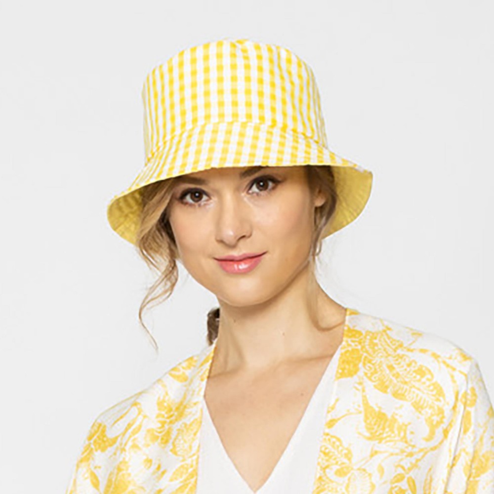 Gingham Reversible Bucket Hat - One Size Fits Most - 100 % Polyester view 2