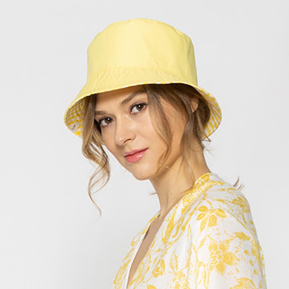 Gingham Reversible Bucket Hat - One Size Fits Most - 100 % Polyester view 4