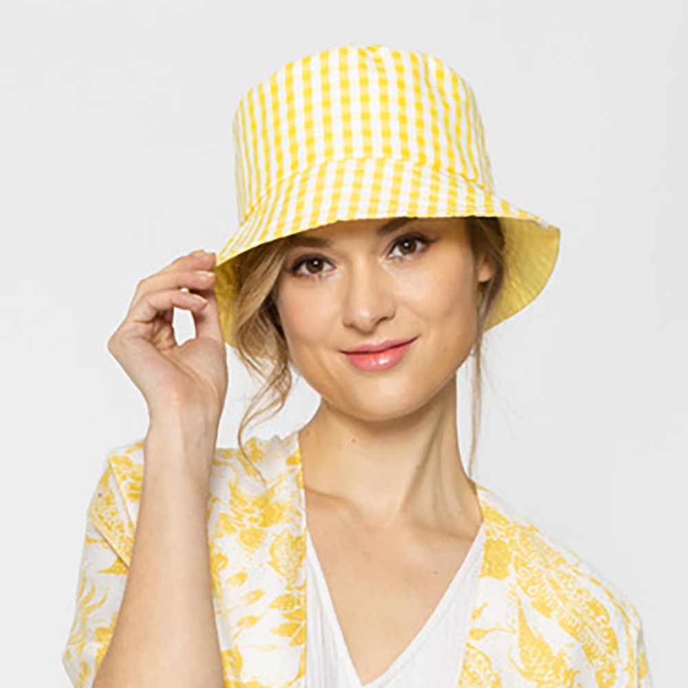 Gingham Reversible Bucket Hat - One Size Fits Most - 100 % Polyester view 6