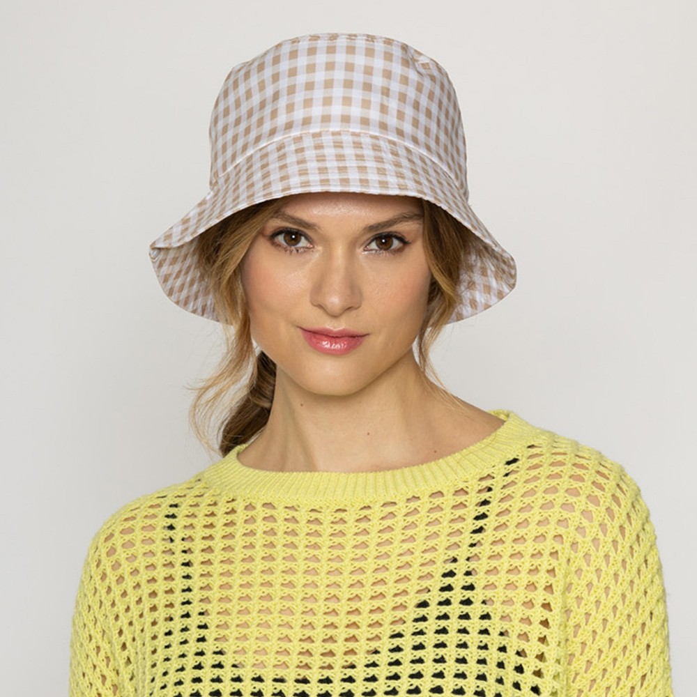 Gingham Print Bucket Hat - One Size Fits Most - Adjustable - 100% Polyester view 2