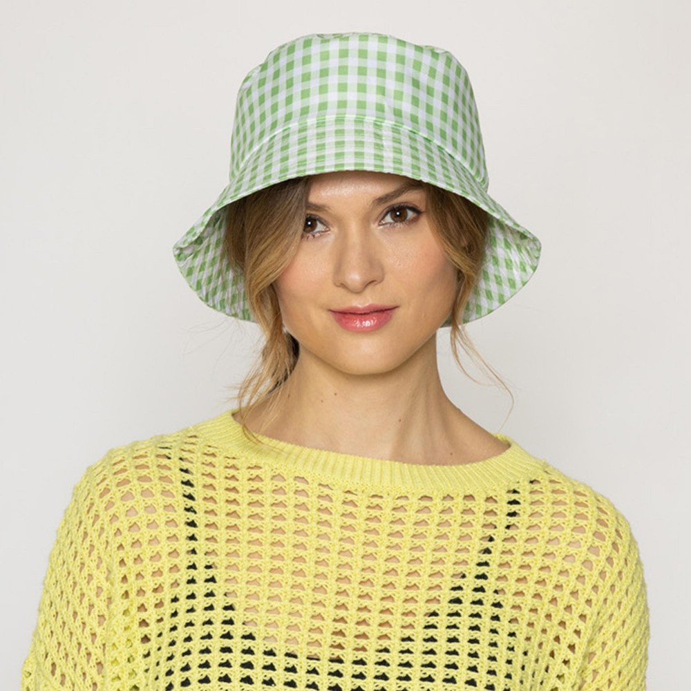 Gingham Print Bucket Hat - One Size Fits Most - Adjustable - 100% Polyester view 2