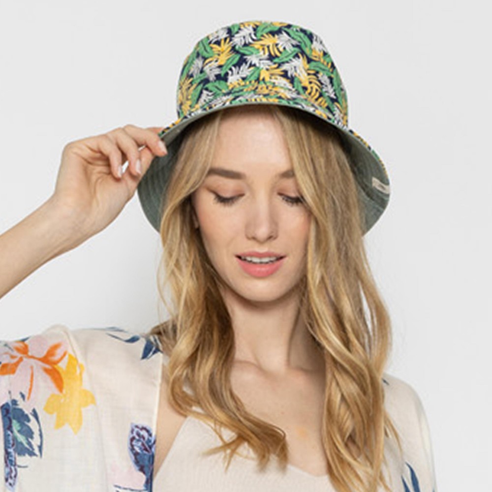 Palm Leaf Reversible Bucket Hat - One Size Fits Most - 100 % Polyester view 2