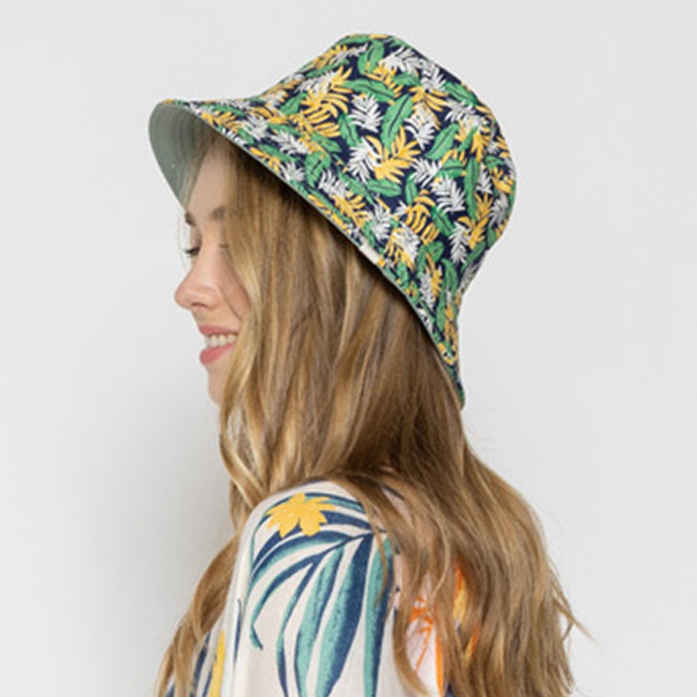 Palm Leaf Reversible Bucket Hat - One Size Fits Most - 100 % Polyester view 4