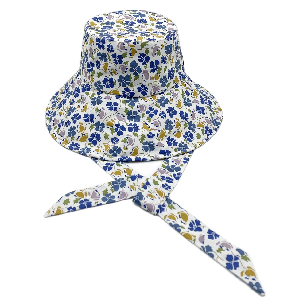 Floral Pattern Wire Brim Sun Hat With Ties - One Size Fits Most - Adjustable Drawstring Inside Hat - 100% Cotton - Hat Brim Approximately 4" W view 6