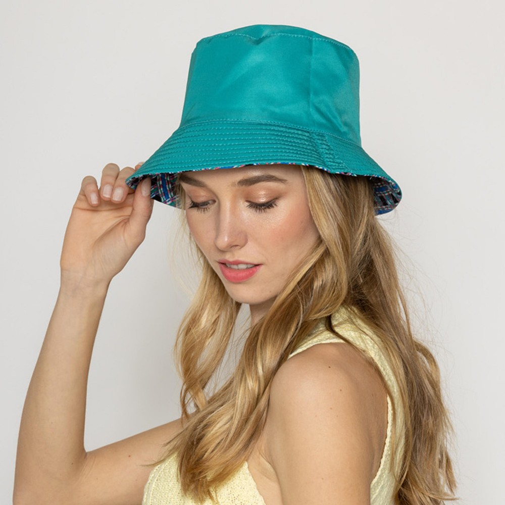 Basket Weave Reversible Bucket Hat - One Size Fits Most - 100 % Polyester - Reversible Side is Black view 6