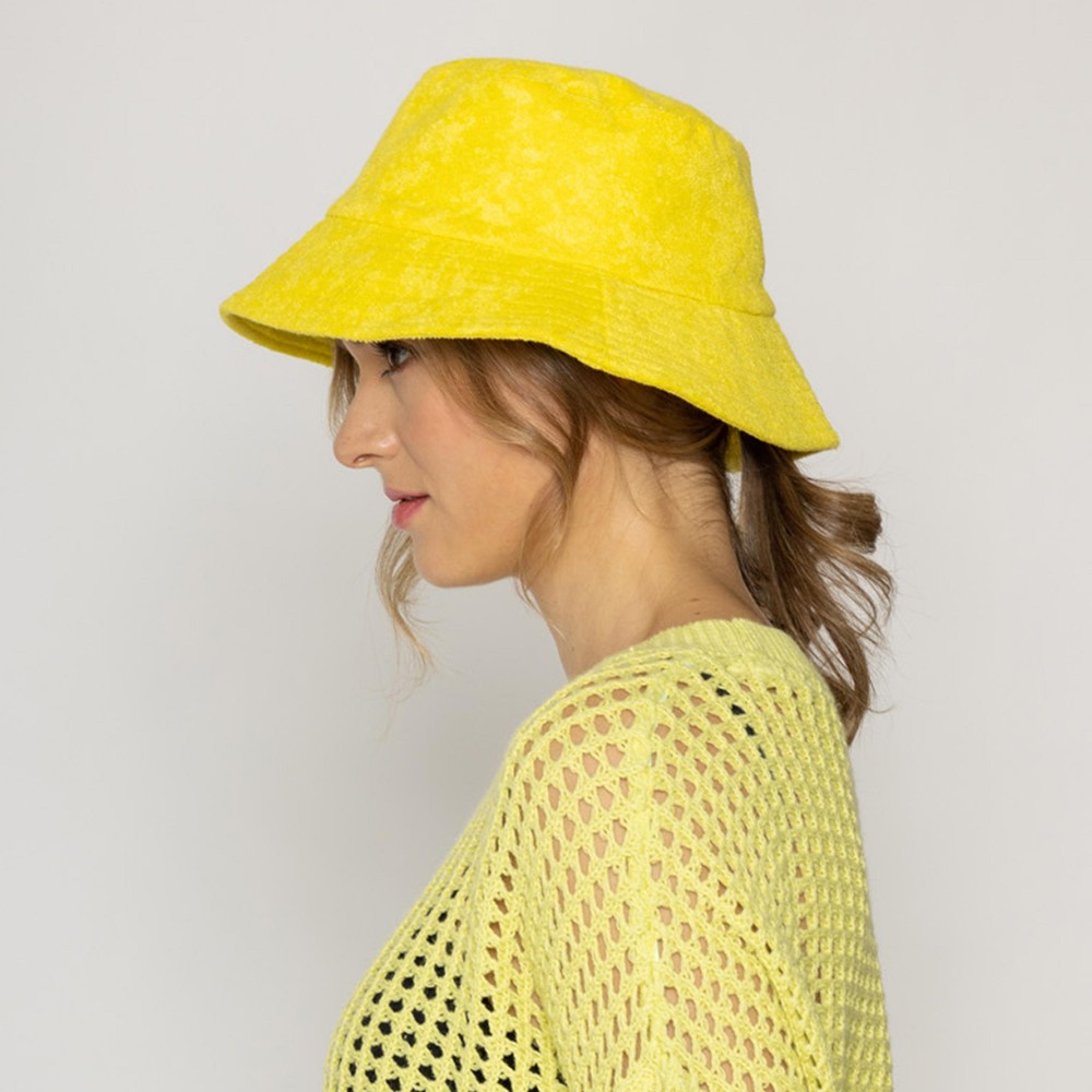 Solid Terry Cloth Bucket Hat - One Size Fits Most - 100 % Terry Cloth view 4