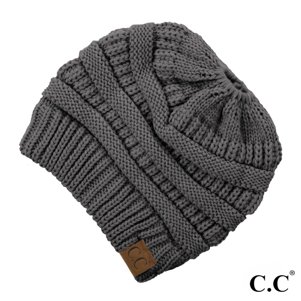 C.C MB-20A Solid color beanie tail hat "The Original" messy bun beanie - 100% Acrylic - One size fits most - Matches: HAT-20A, G-20 and SF-800 view 2
