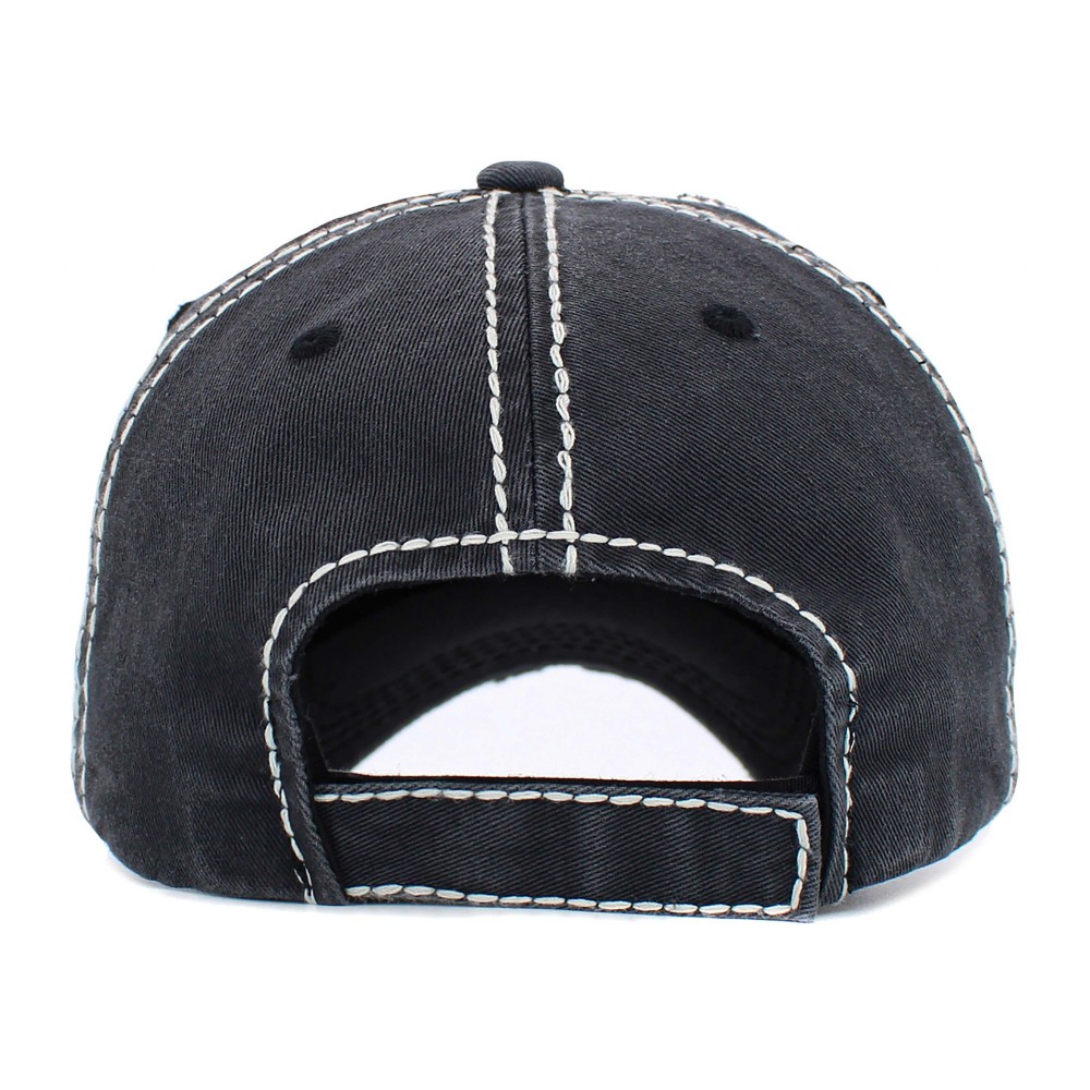 Vintage Distressed "Because Adulting is Hard Without Wine" Embroidered Patch Baseball Cap - One Size Fits Most - Adjustable Velcro Closure - 100% Cotton view 4
