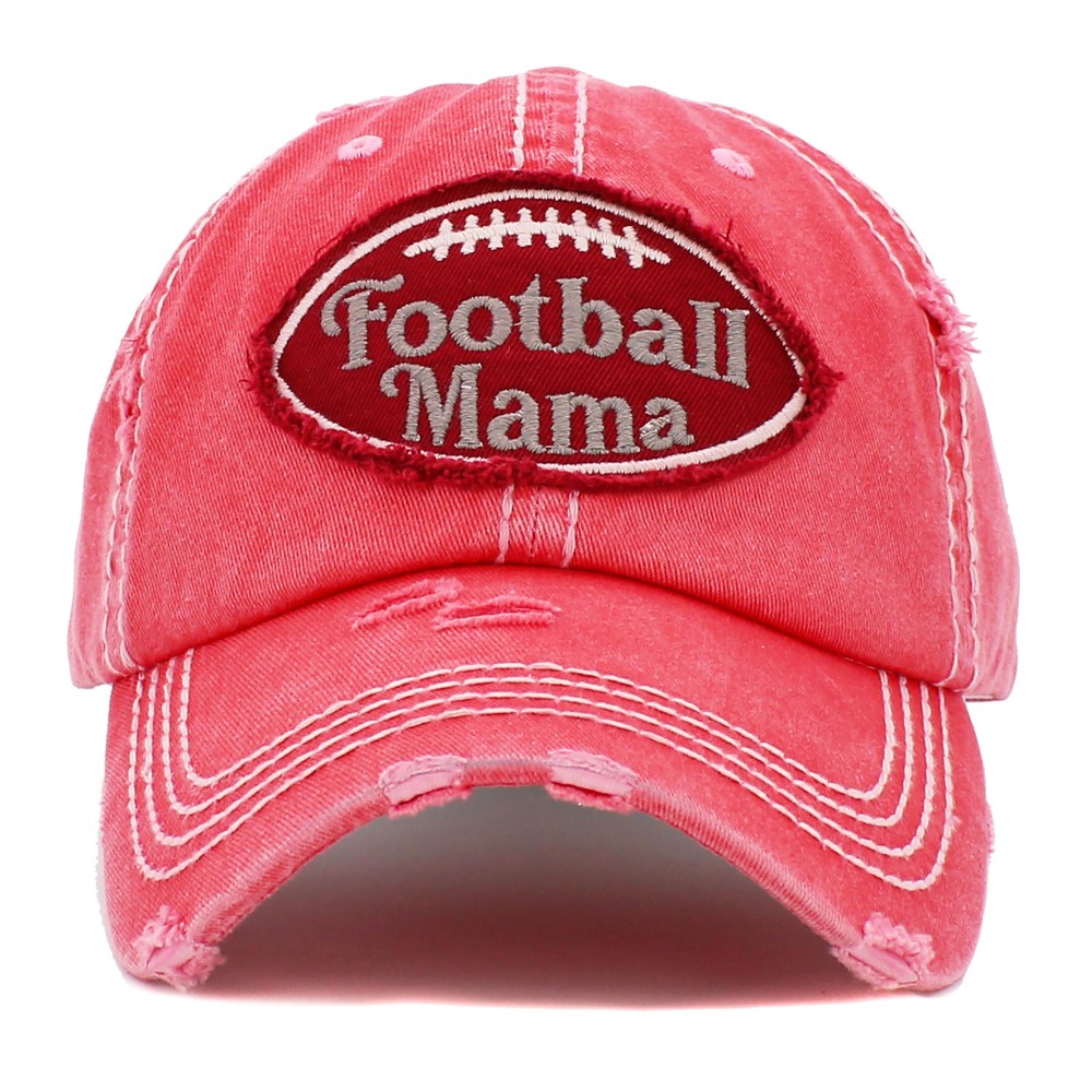 Vintage Distressed Football Mama Patch Baseball Cap. - One size fits most - Adjustable Velcro Closure - 100% Cotton view 2