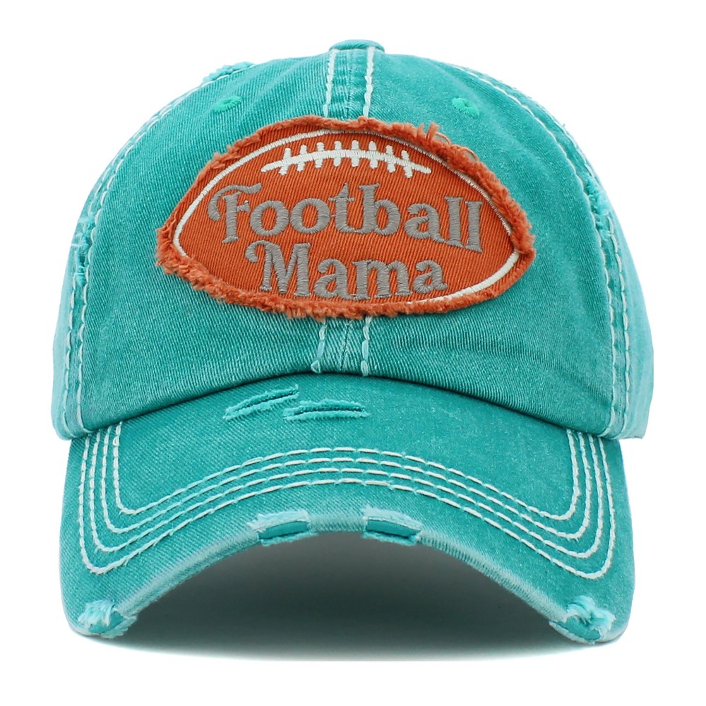 Vintage Distressed Football Mama Patch Baseball Cap. - One size fits most - Adjustable Velcro Closure - 100% Cotton view 2