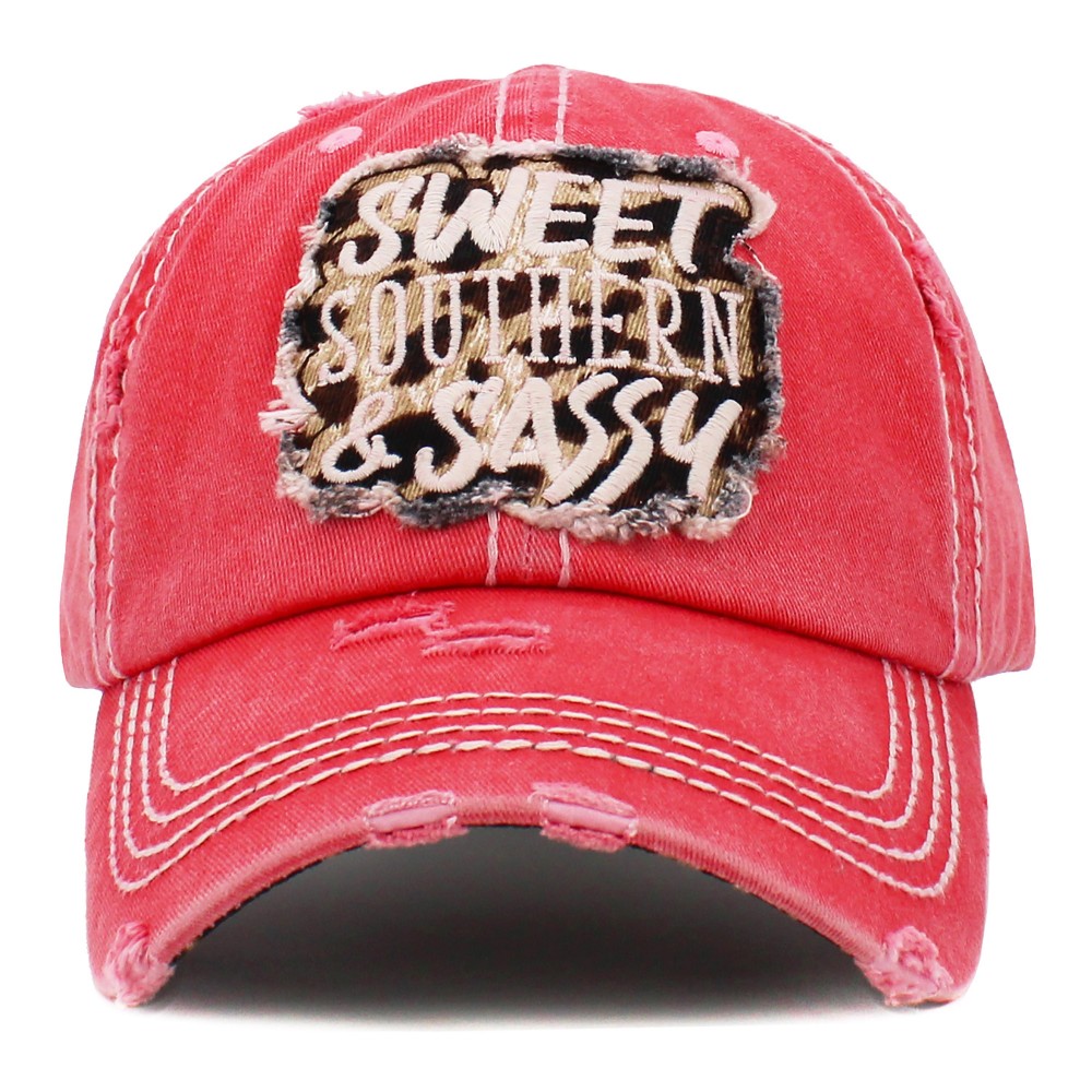 " Sweet Southern & Sassy" Animal Printed Patch With Animal Print Under Brim - One Size Fits Most - Adjustable - 100% Cotton view 2