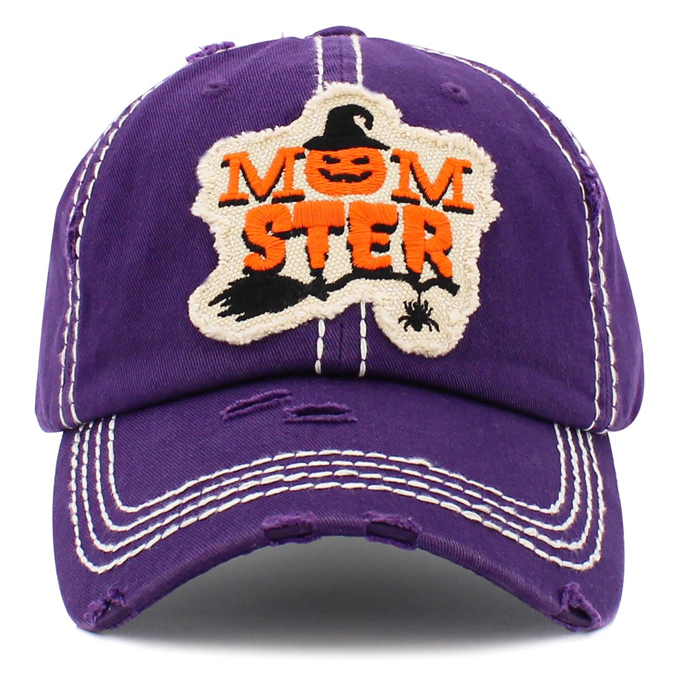 Vintage Distressed Momster Patch Baseball Cap. - One size fits most - Adjustable Velcro Closure - 100% Cotton view 2