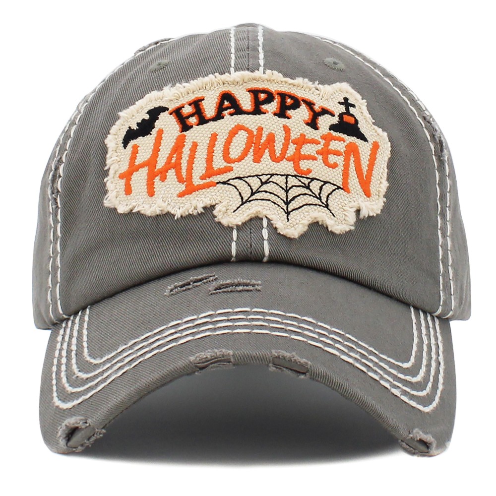 Vintage Distressed Happy Halloween Patch Baseball Cap. - One size fits most - Adjustable Velcro Closure - 100% Cotton view 2